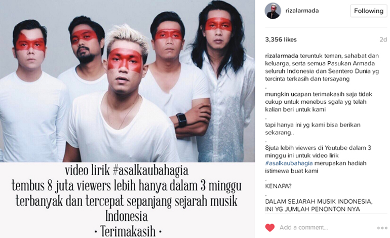Video Lirik Lagu Armada Asal Kau Bahagia Ukir Sejarah Musik di Indonesia